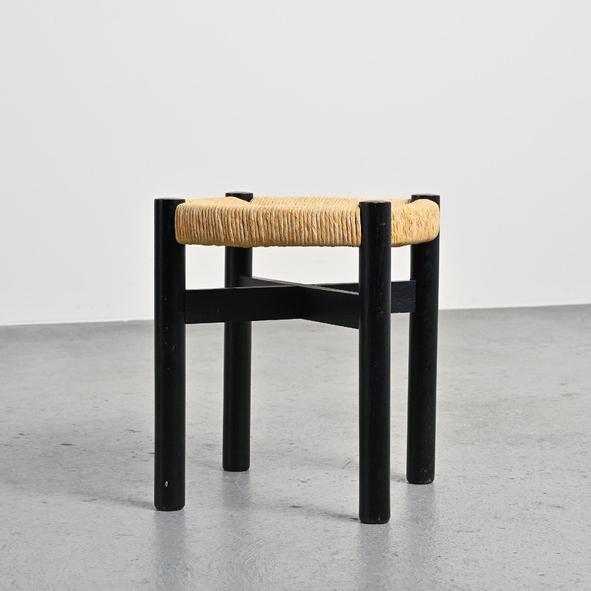 Méribel Stool In Black Ash, Charlotte Perriand, 1950-photo-3