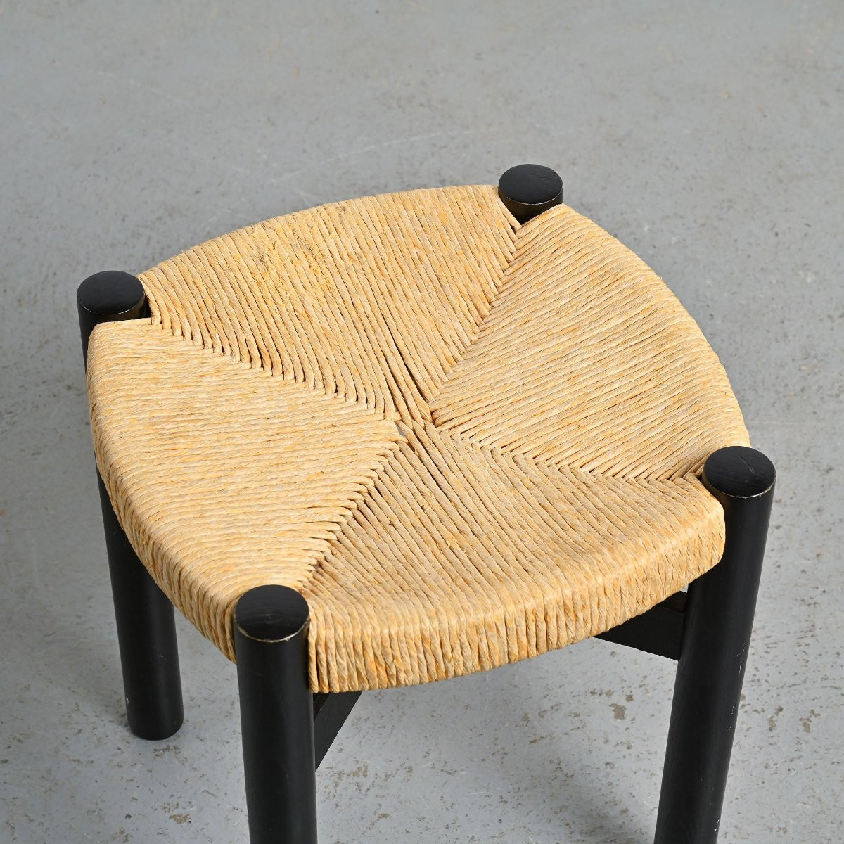 Méribel Stool In Black Ash, Charlotte Perriand, 1950-photo-4
