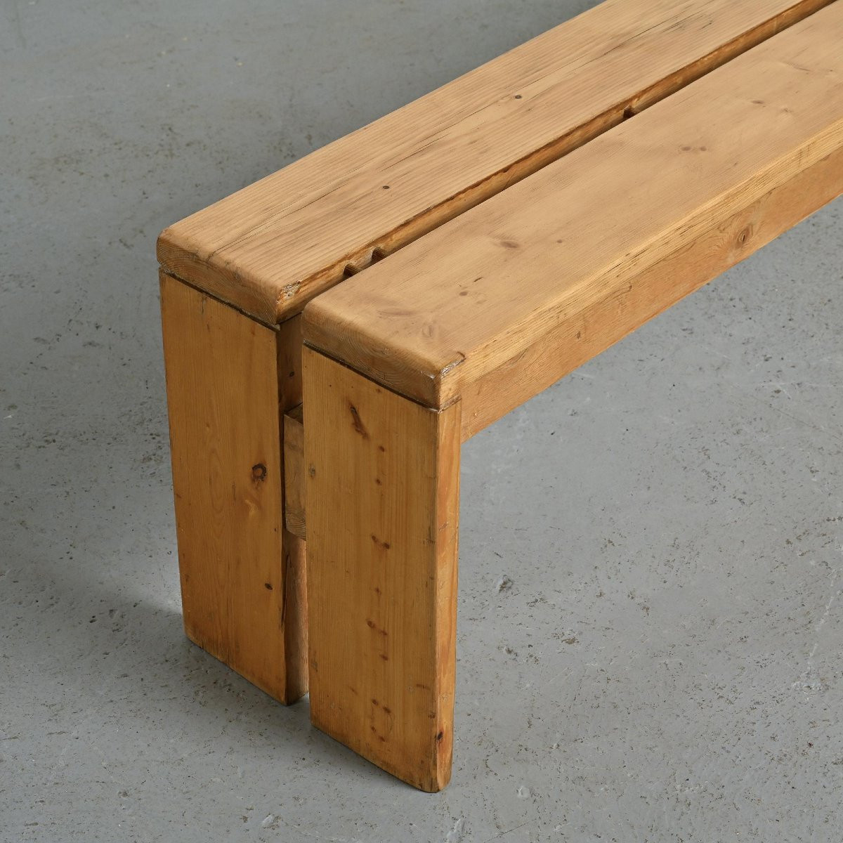Solid Pine Bench, Les Arcs, Circa 1973 -photo-4