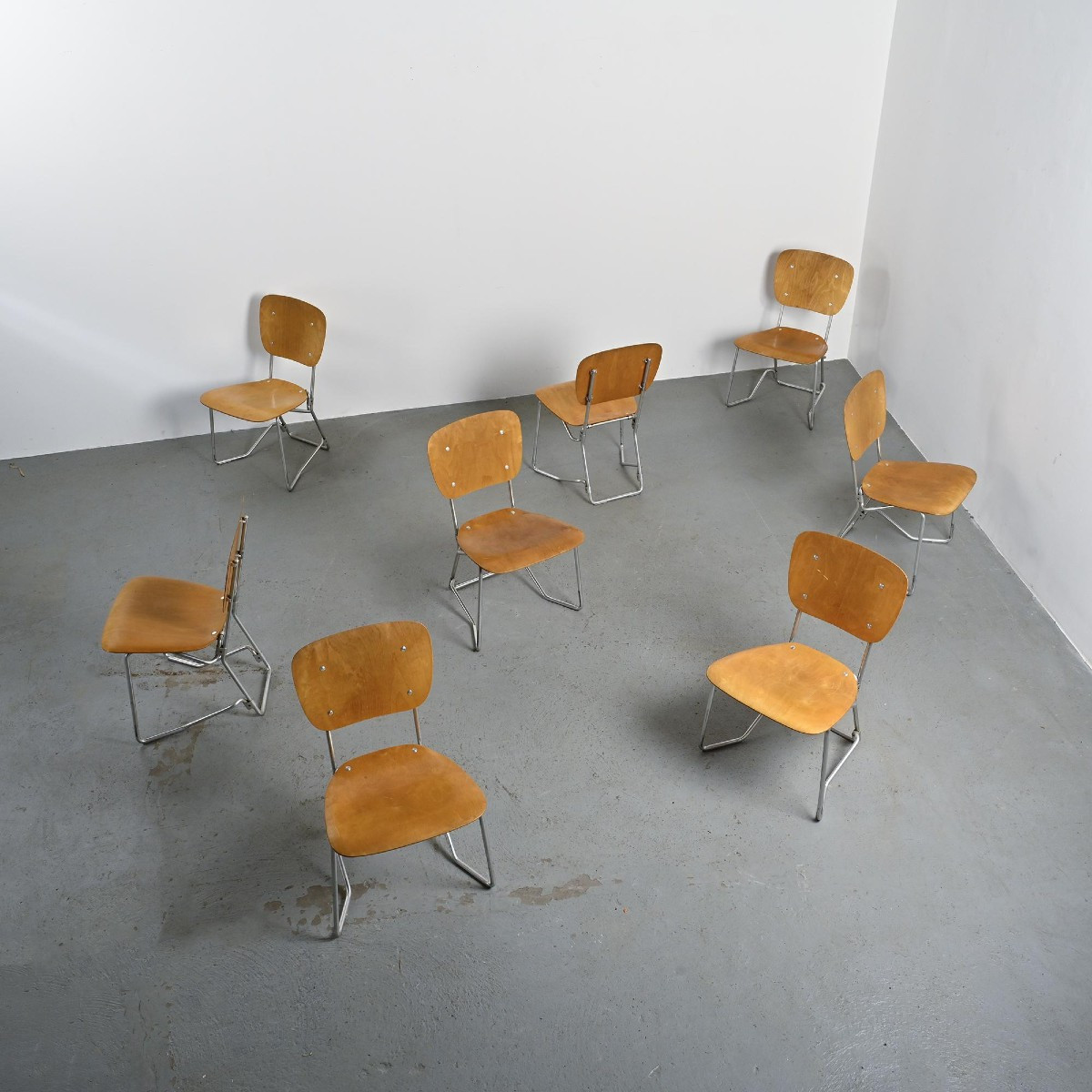  Set Of 8 Alu-flex Chairs By Armin Wirth, Circa 1965