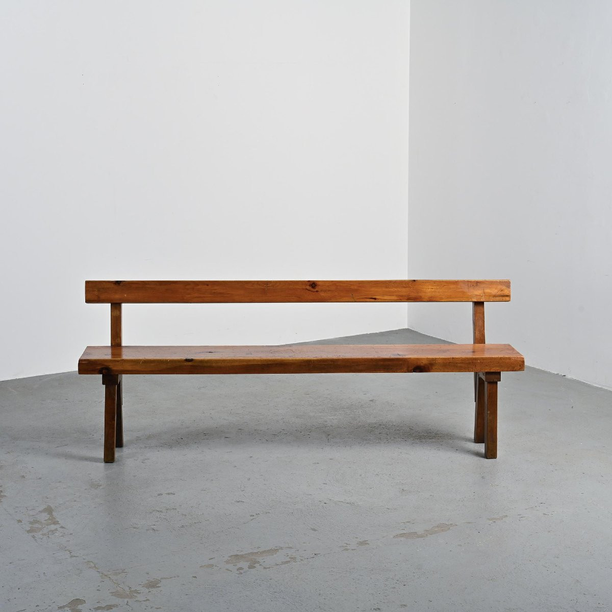 Solid Pine Bench By Christian Durupt, Circa 1960-photo-2