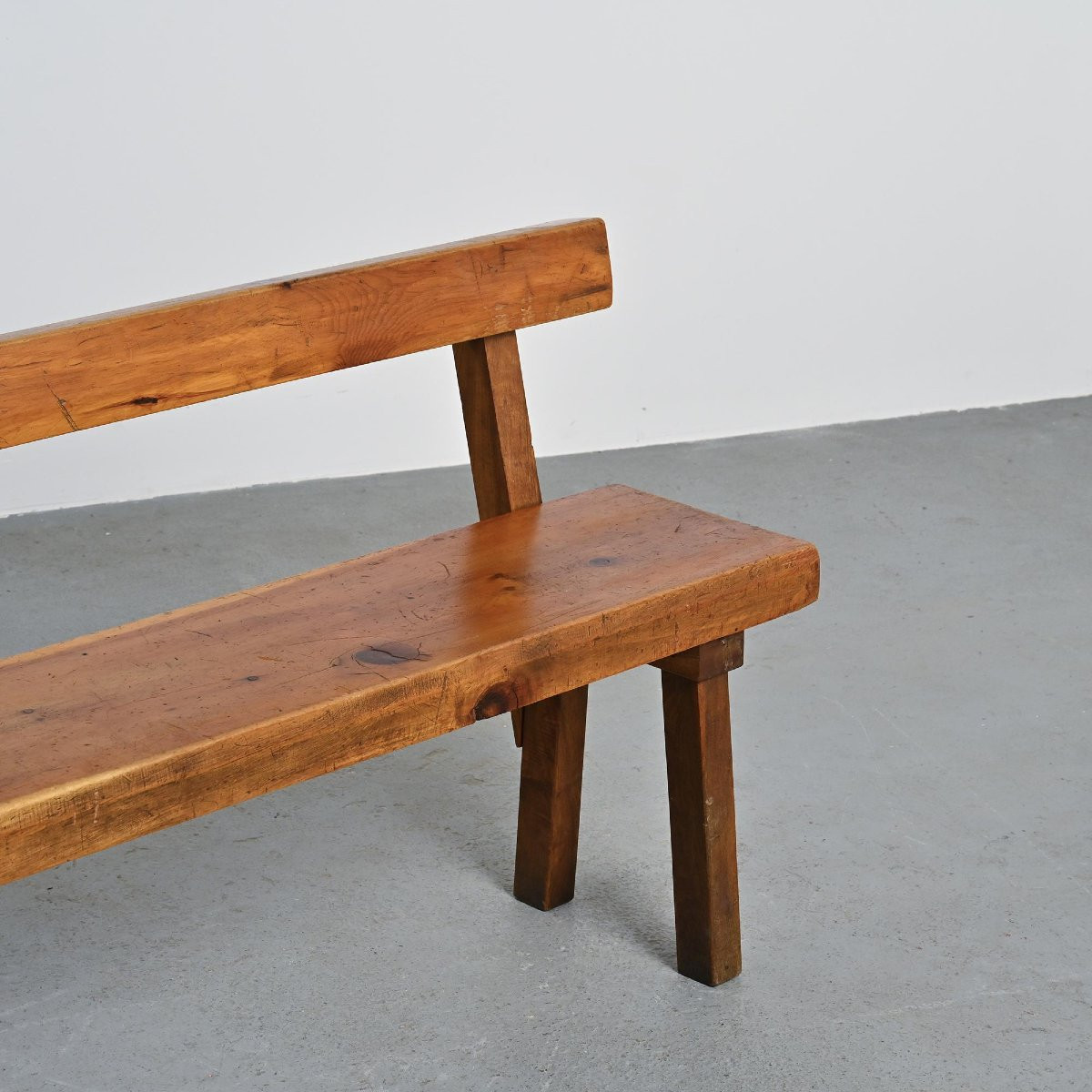 Solid Pine Bench By Christian Durupt, Circa 1960-photo-4