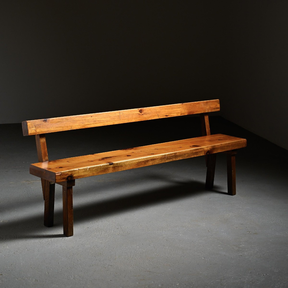 Solid Pine Bench By Christian Durupt, Circa 1960
