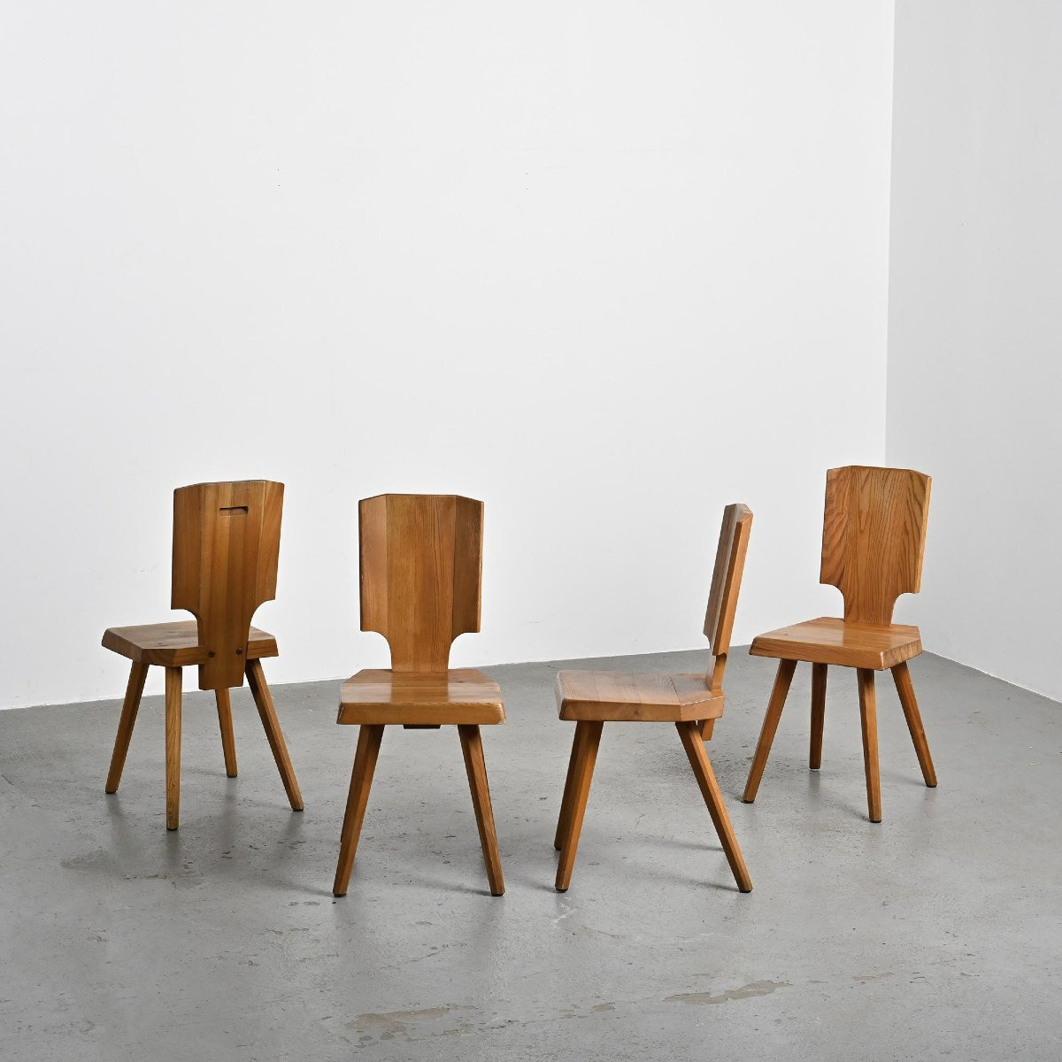 Set Of 4 S28 Model Chairs By Pierre Chapo, France Circa 1965 -photo-3