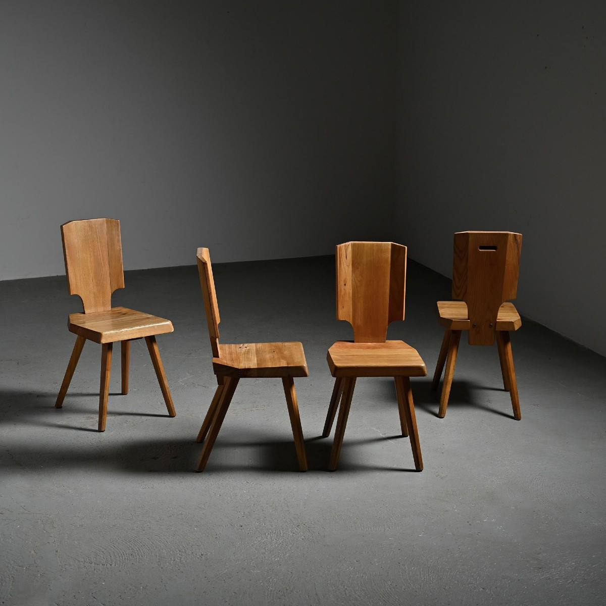 Set Of 4 S28 Model Chairs By Pierre Chapo, France Circa 1965 