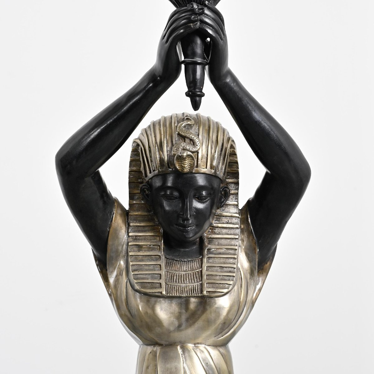 Pair Of Egyptian-style Bronze Torchères By Maison Jansen, Circa 1970 -photo-2