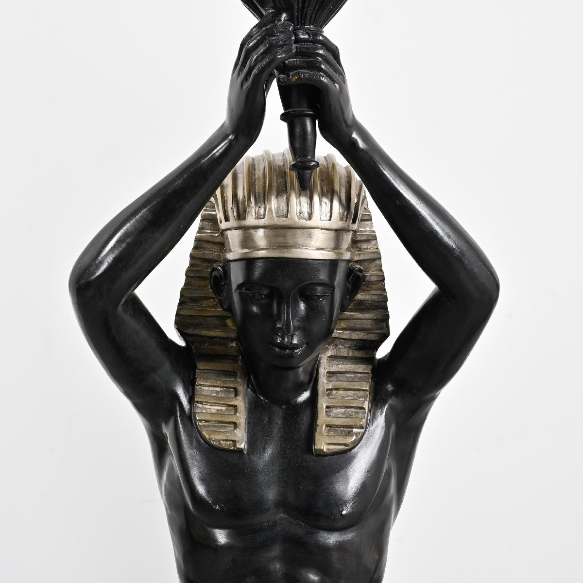 Pair Of Egyptian-style Bronze Torchères By Maison Jansen, Circa 1970 -photo-4