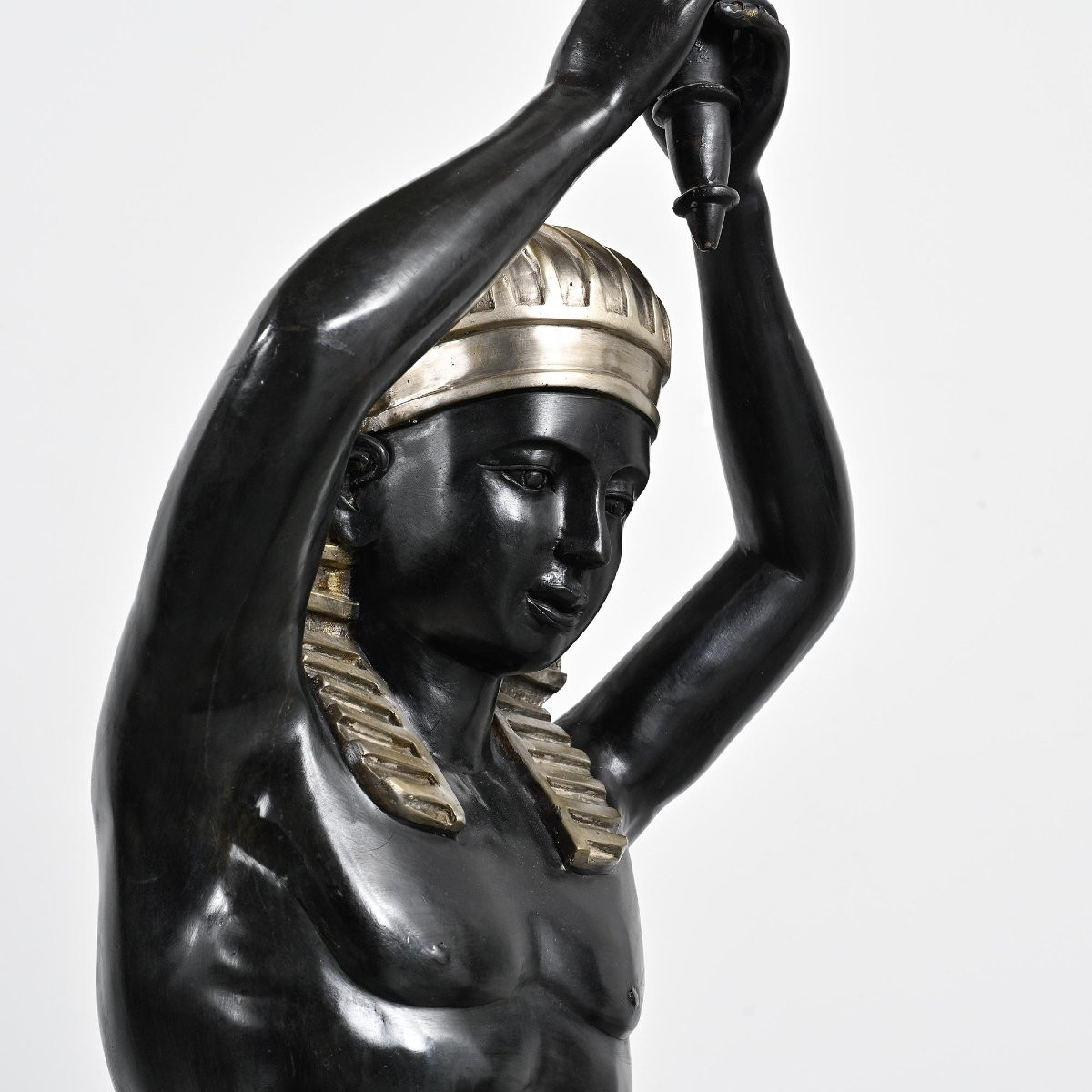 Pair Of Egyptian-style Bronze Torchères By Maison Jansen, Circa 1970 -photo-6