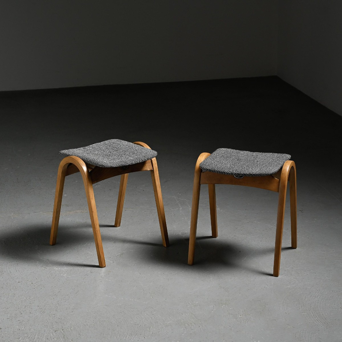 Pair Of Stools By Isamu Kenmochi For Akita Mokko, Japan Circa 1960