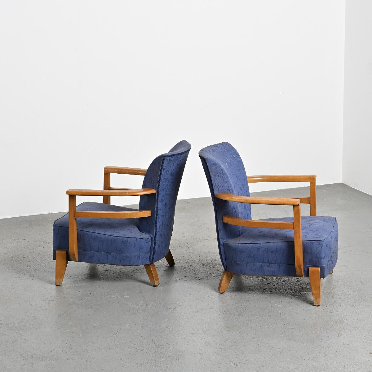 Pair Of Solid Beech Armchairs, France, Circa 1950-photo-2