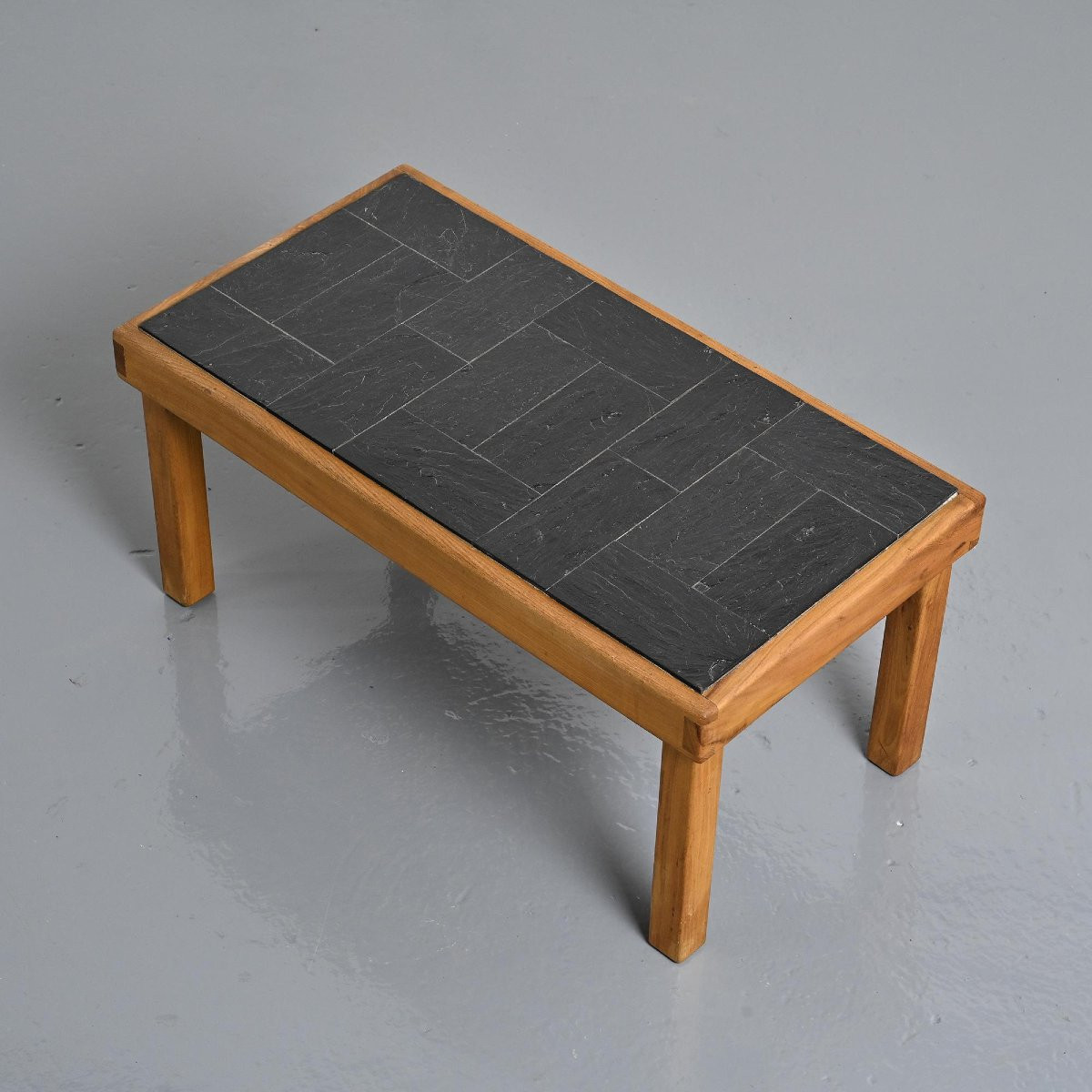  Slate And Elm Coffee Table, Maison Regain, 1980-photo-3