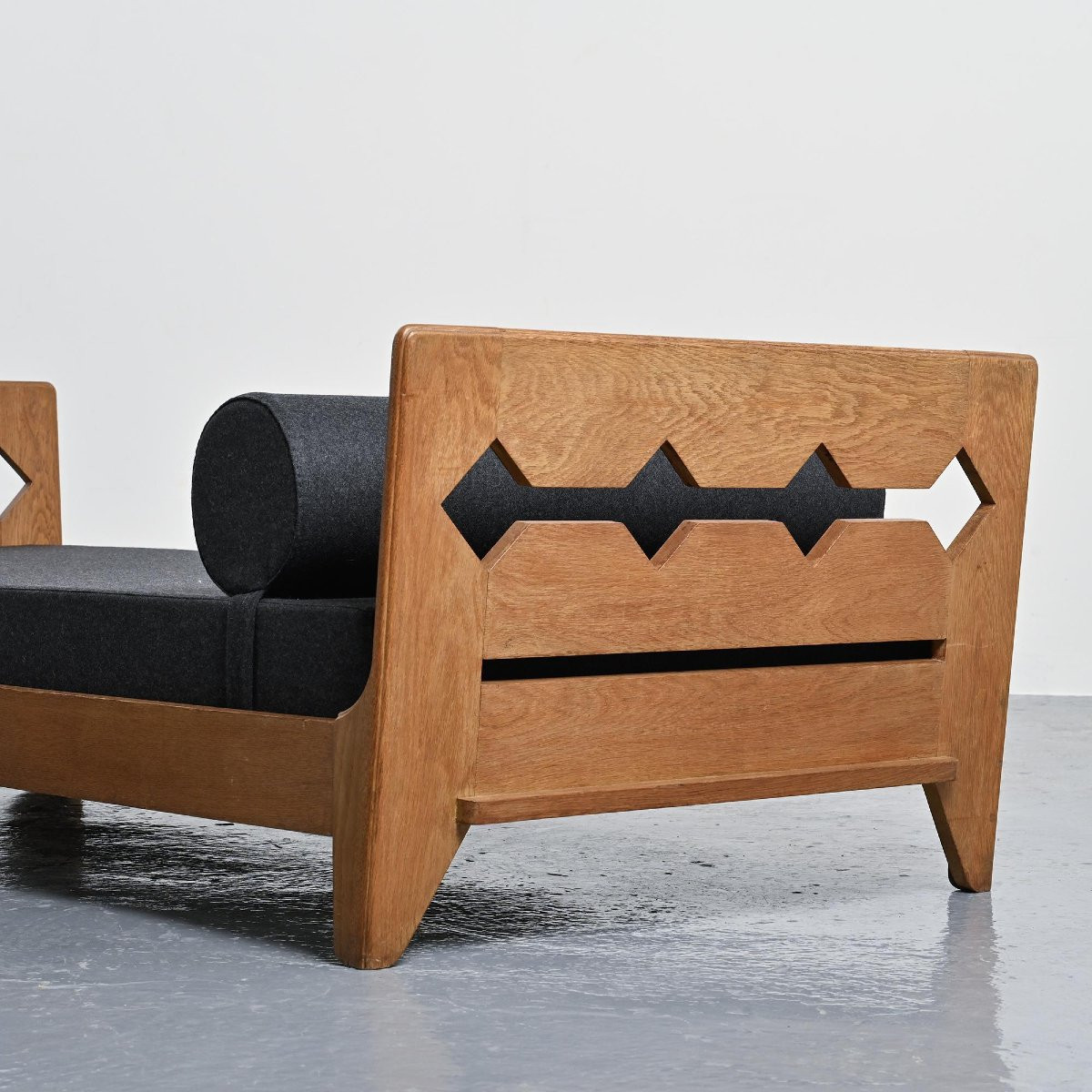  Lit en chêne massif par René Gabriel, Lieuvin, 1948-photo-3