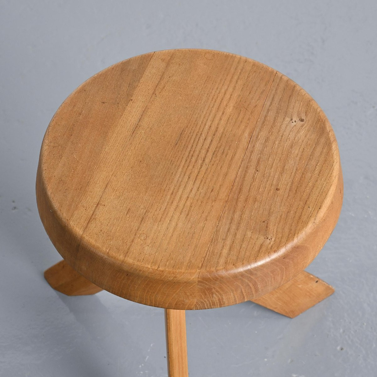 Original S31 Solid Elm Stool By Pierre Chapo, Circa 1980-photo-4
