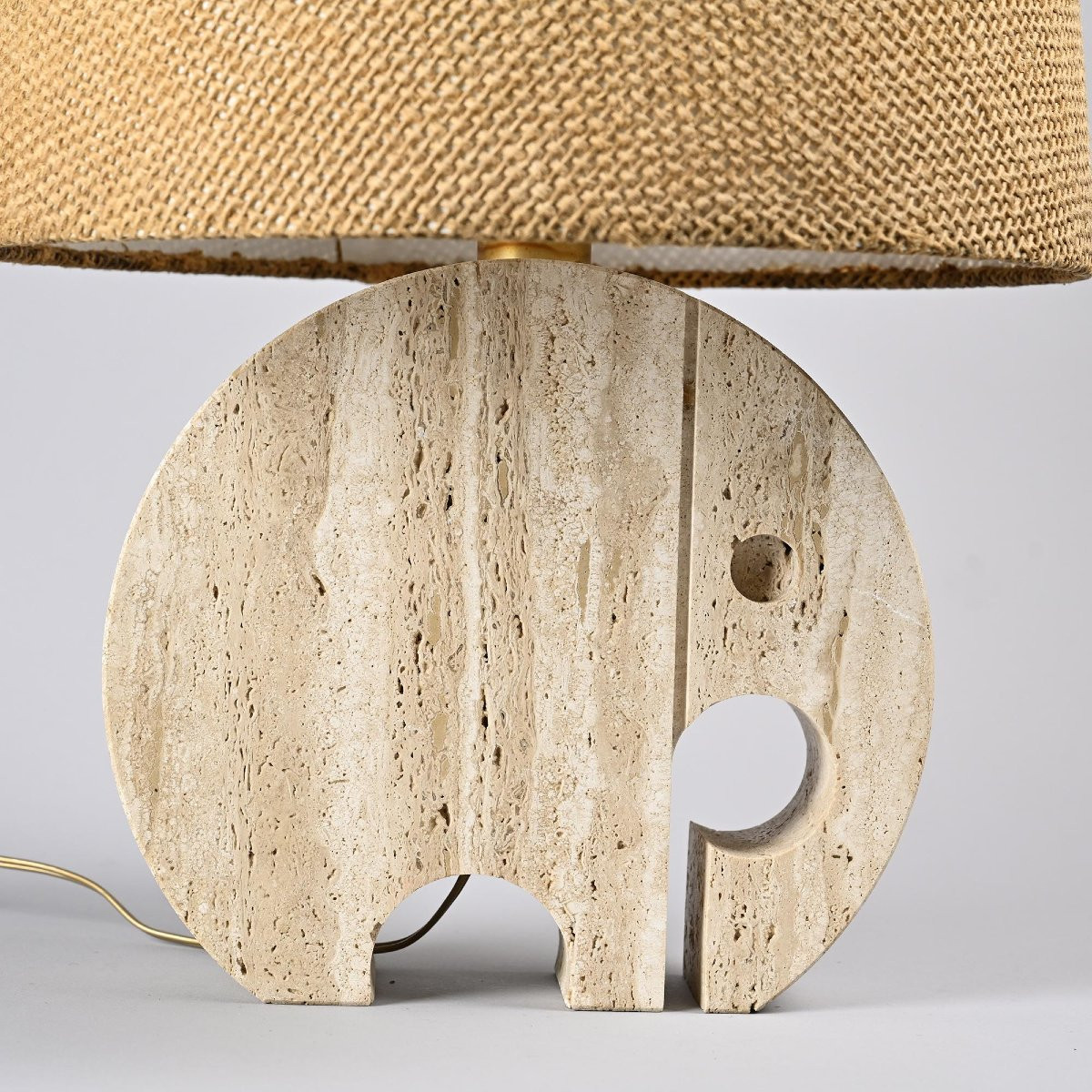 Suite de deux lampes de table « Éléphant » en travertin par Fratelli Mannelli, vers 1970-photo-2