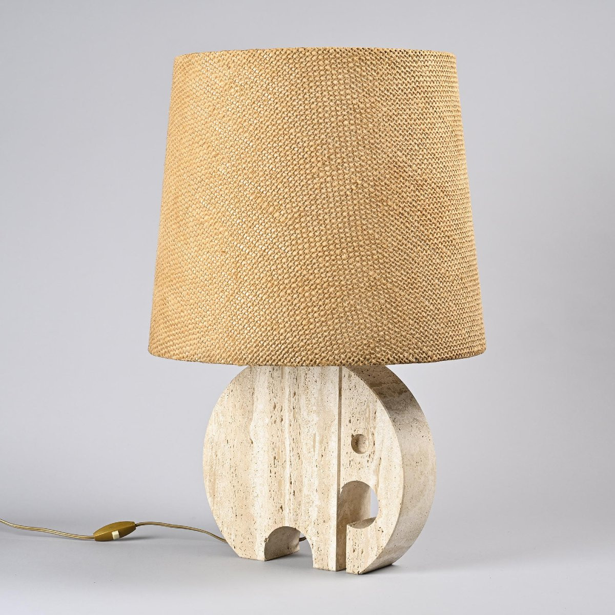 Suite de deux lampes de table « Éléphant » en travertin par Fratelli Mannelli, vers 1970-photo-3