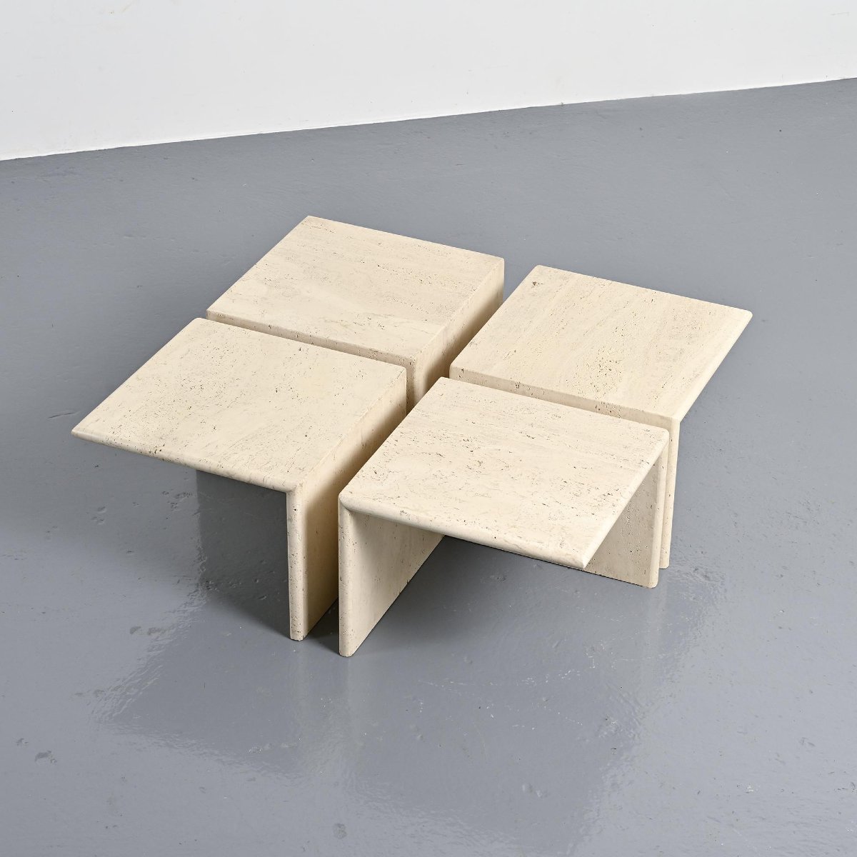 Set Of Four Travertine Coffee Tables, Italy, 1970s