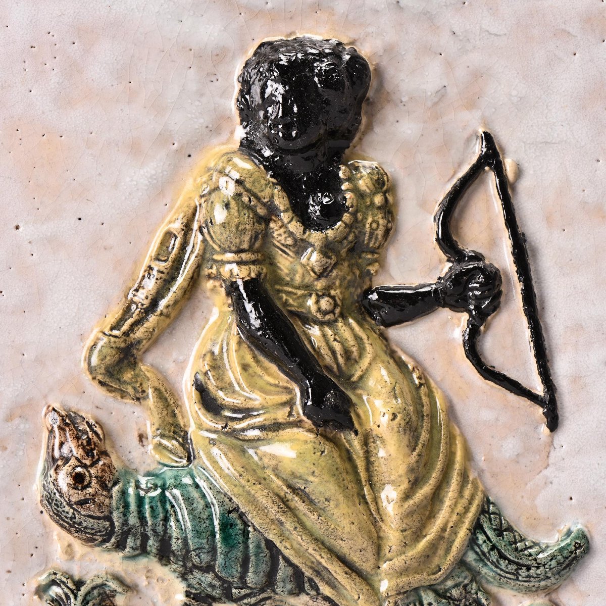 Plaque en céramique par Paul Pouchol, Vallauris, années 1950-photo-1