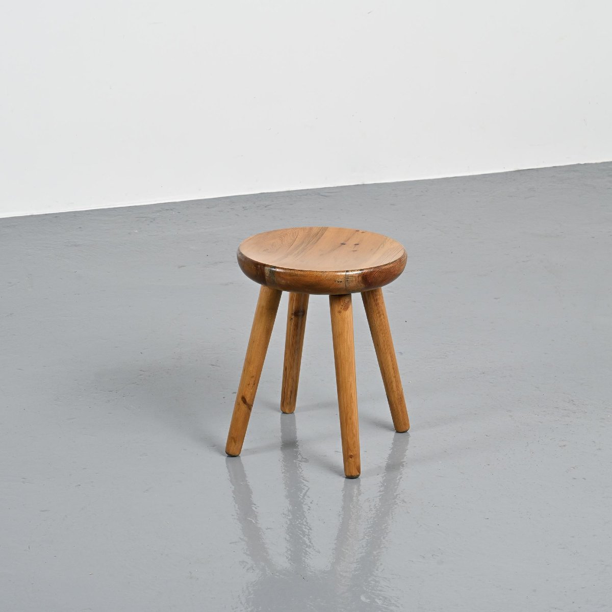  Pine Stool By René Martin, France, Circa 1965 -photo-1