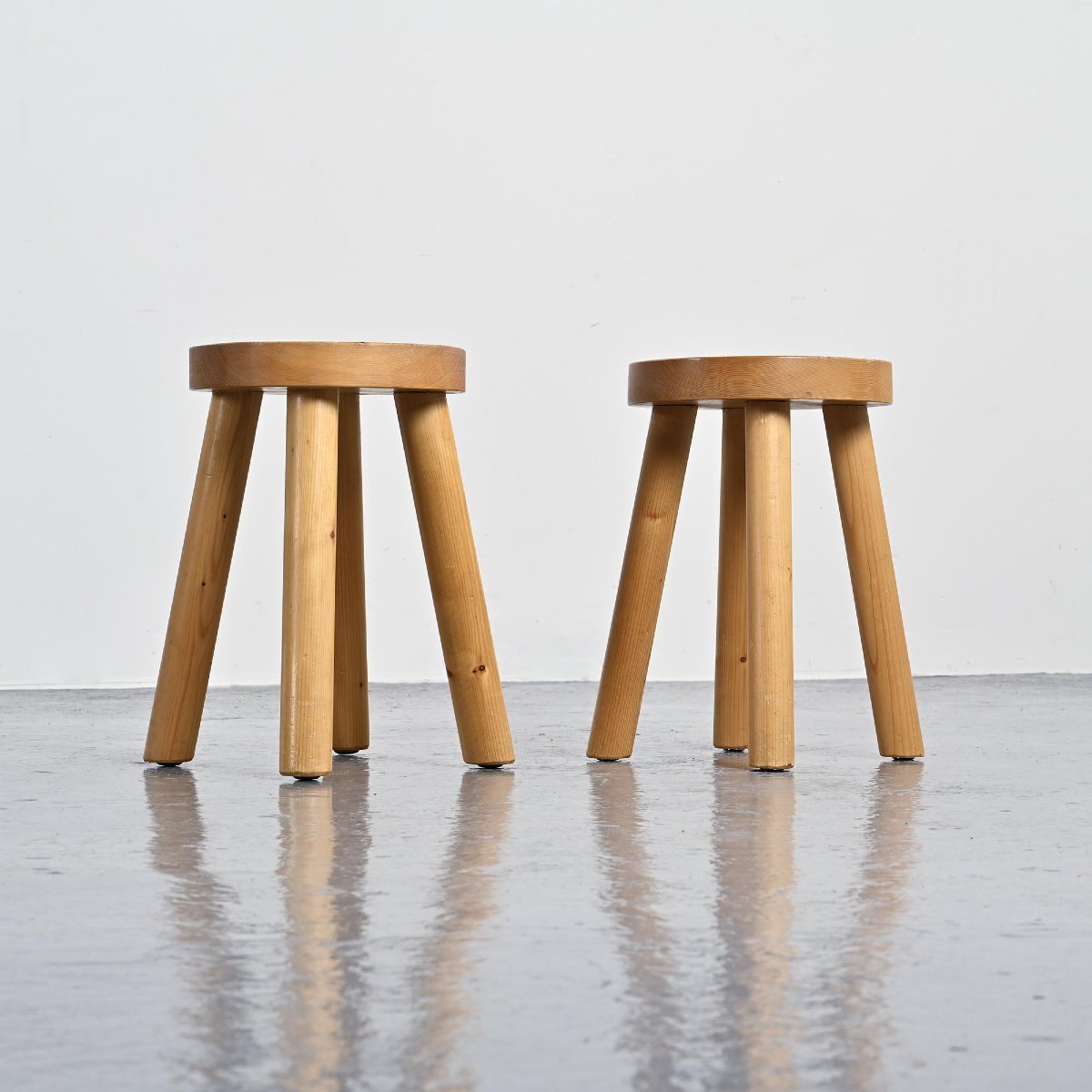 Pair Of Stools By René Martin, Méribel, Circa 1965-photo-2