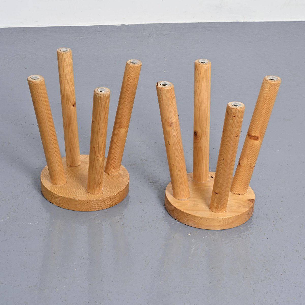 Pair Of Stools By René Martin, Méribel, Circa 1965-photo-7