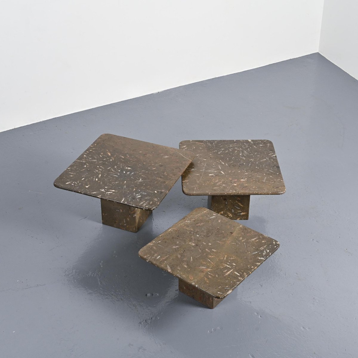 Set Of Three "fossile" Nesting Tables, Switzerland, Circa 1970 -photo-3