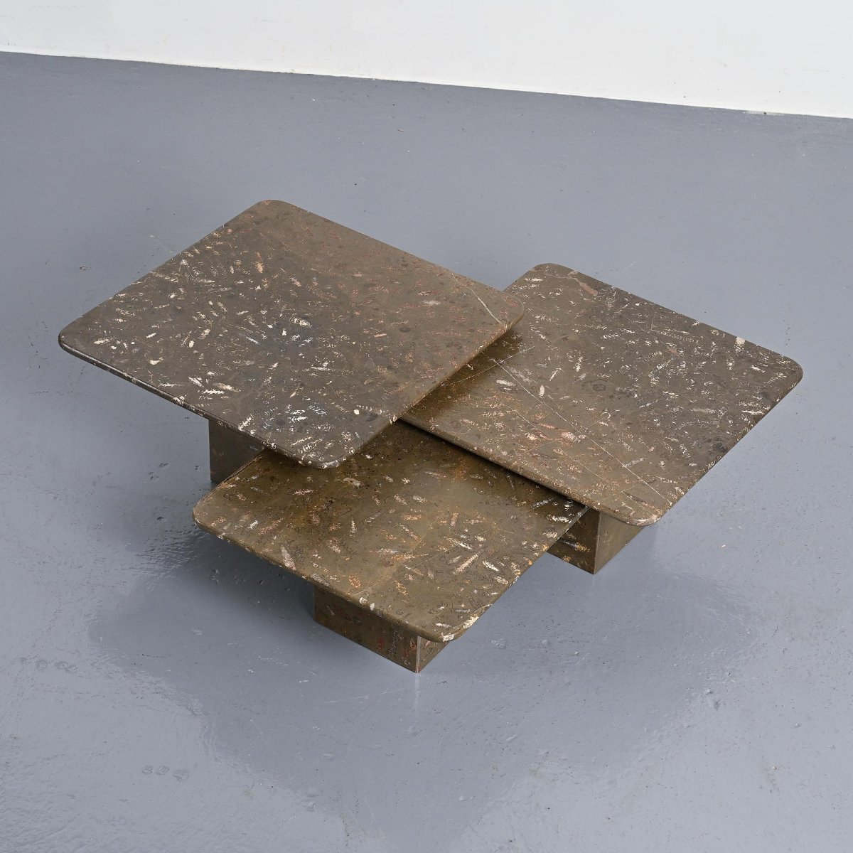 Set Of Three "fossile" Nesting Tables, Switzerland, Circa 1970 -photo-1