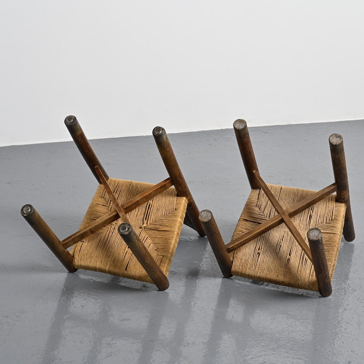 Pair Of Méribel Chairs By Charlotte Perriand, Vintage Bcb Edition, Circa 1950 -photo-1