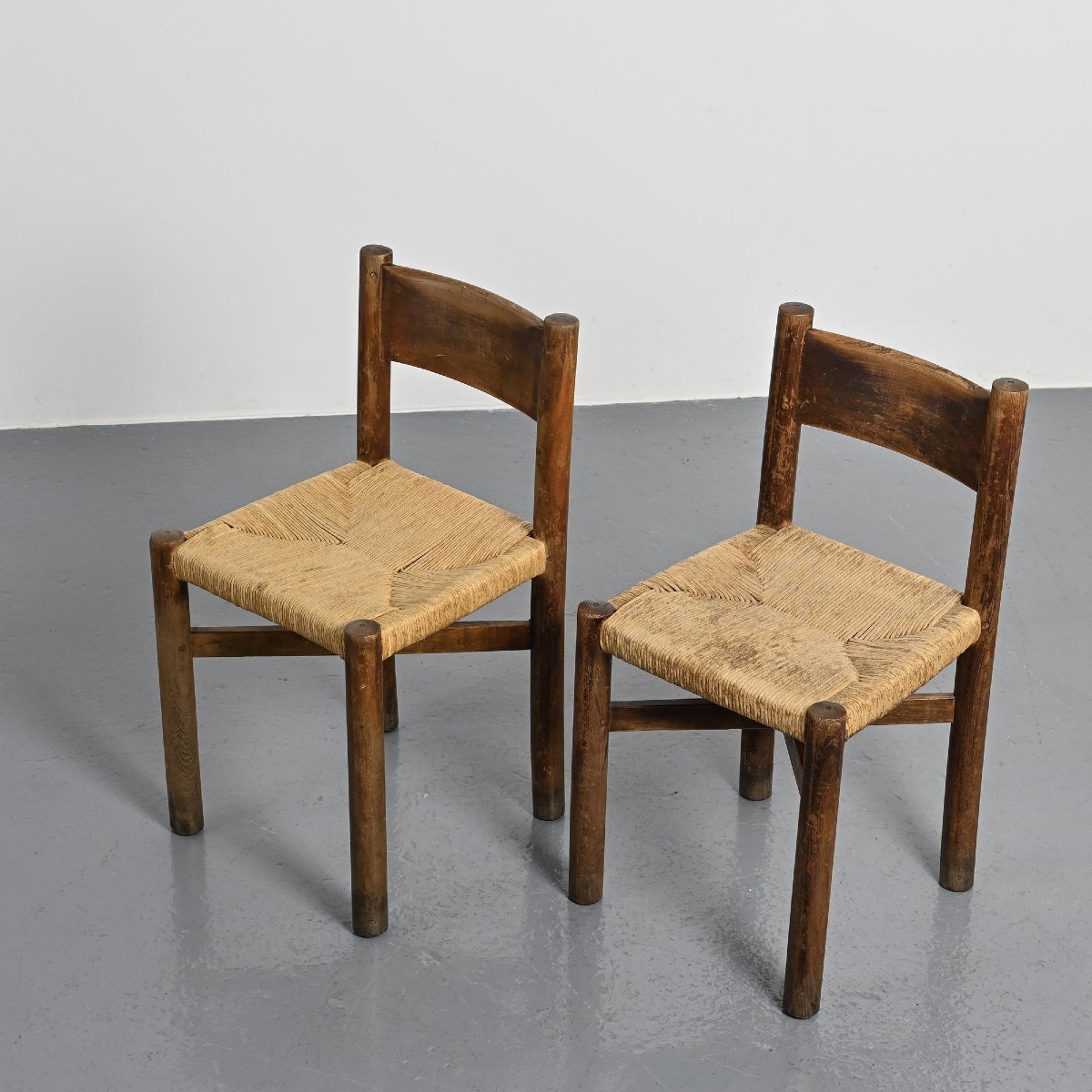  Pair Of Méribel Chairs By Charlotte Perriand, Vintage Bcb Edition, Circa 1950 -photo-6