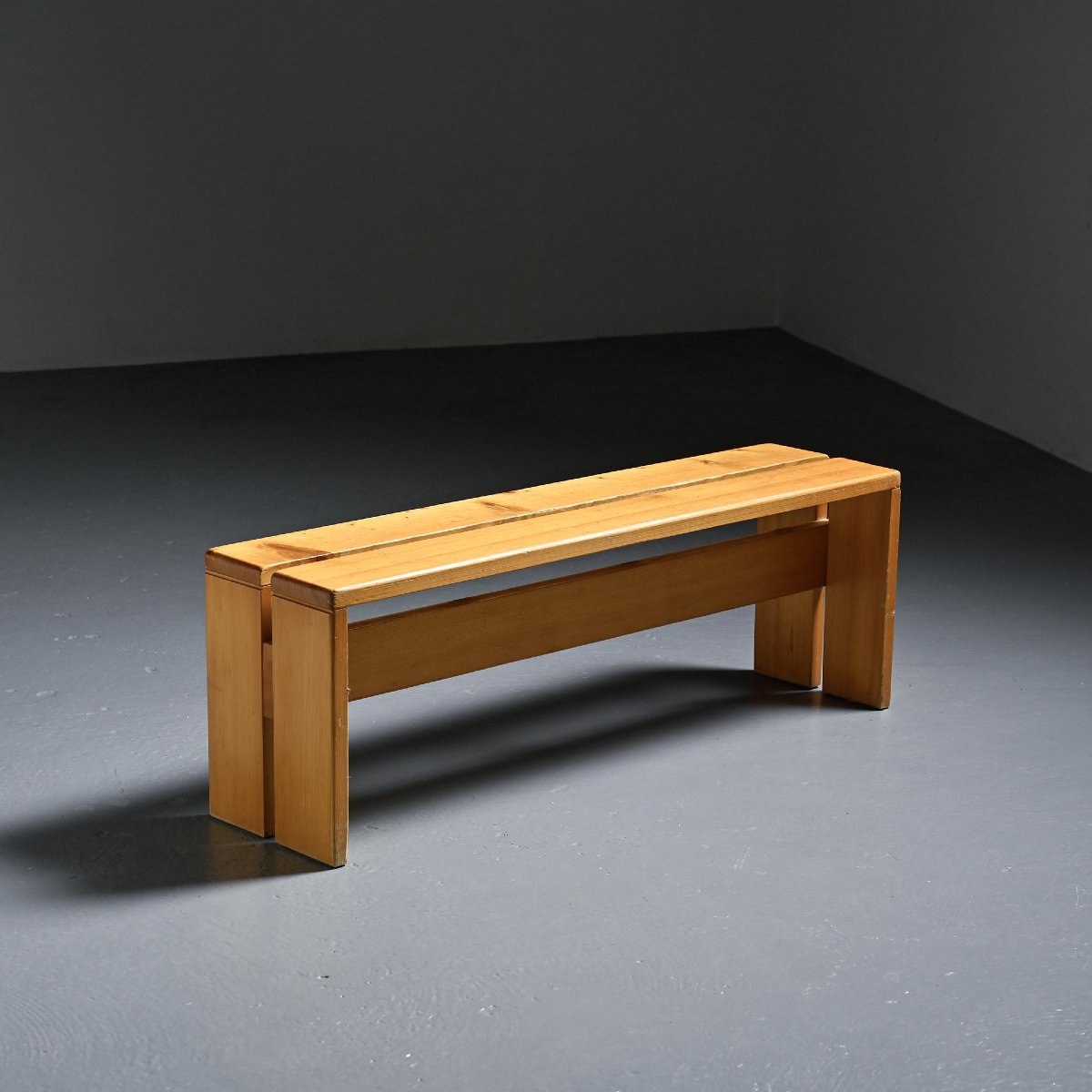  Solid Pine Bench from Les Arcs, France, circa 1973
