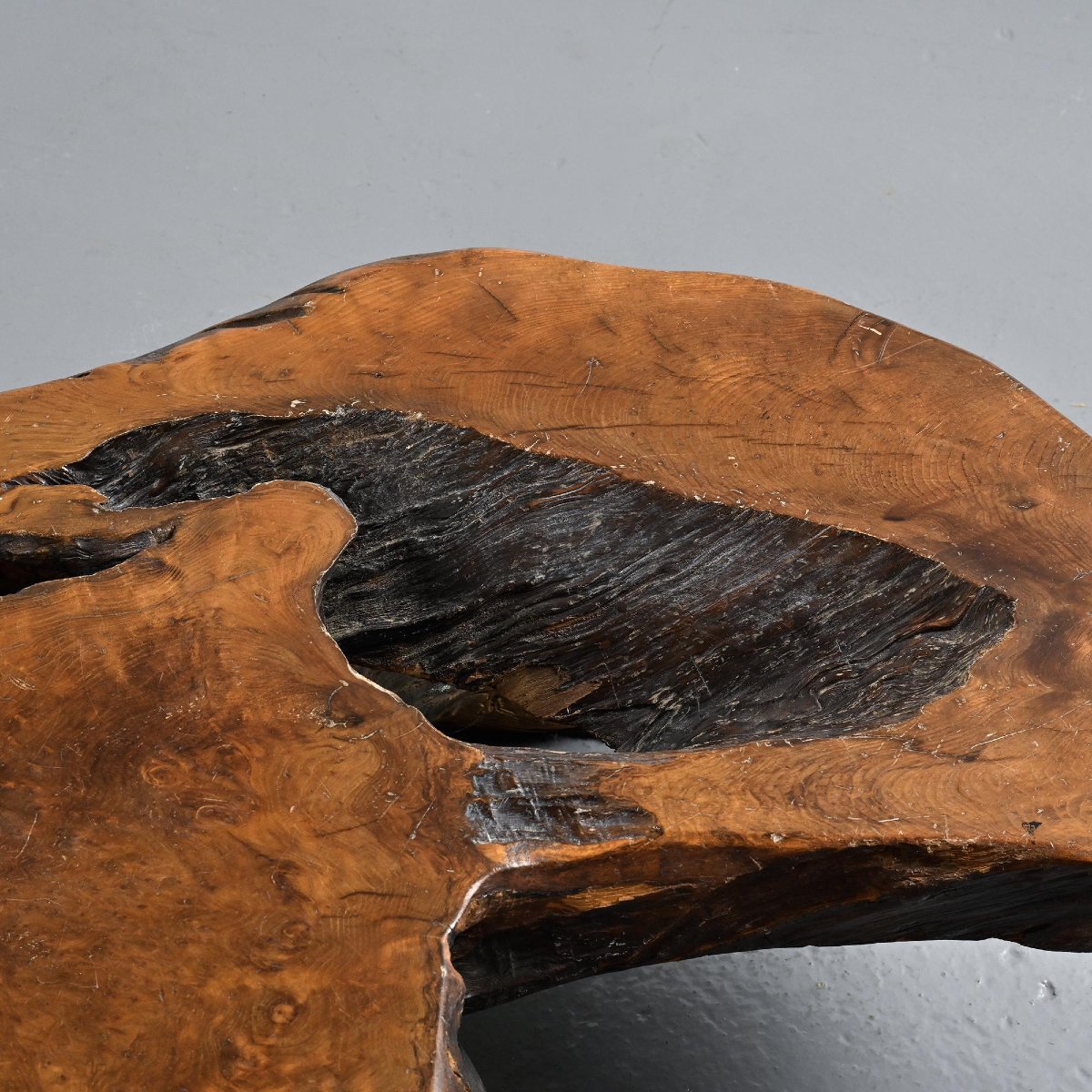 Brutalist Coffee Table Made Of Burl Elm, Circa 1960 -photo-5