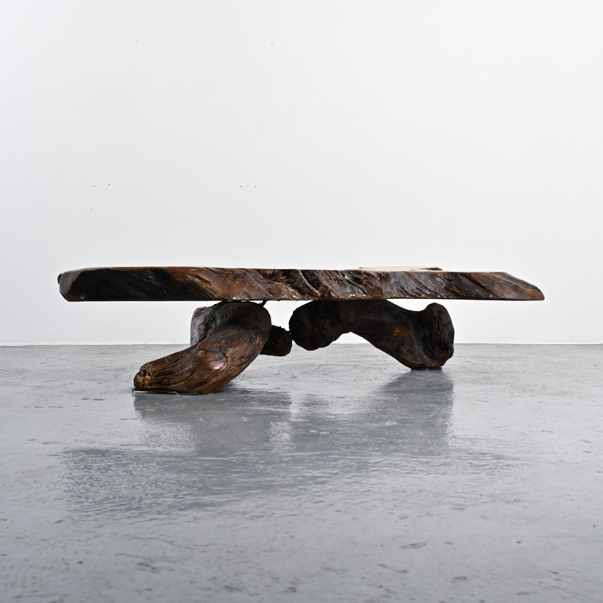Brutalist Coffee Table Made Of Burl Elm, Circa 1960 -photo-7