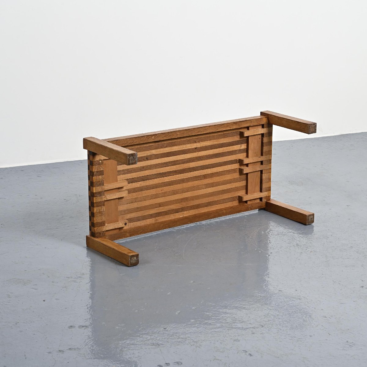 Graphic Two-tone Wooden Coffee Table, Circa 1960-photo-3