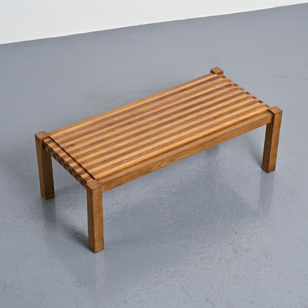 Graphic Two-tone Wooden Coffee Table, Circa 1960-photo-4