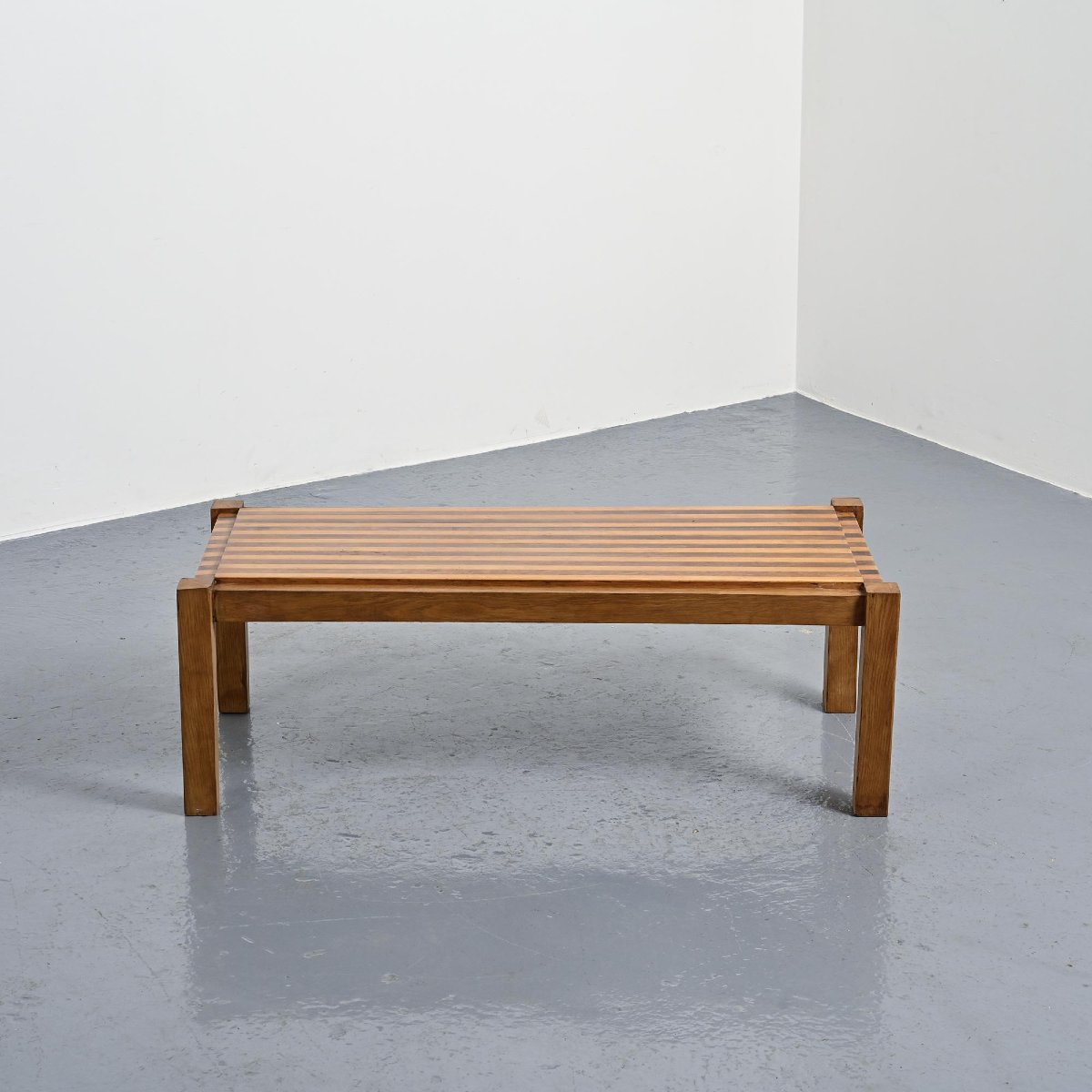 Graphic Two-tone Wooden Coffee Table, Circa 1960-photo-1