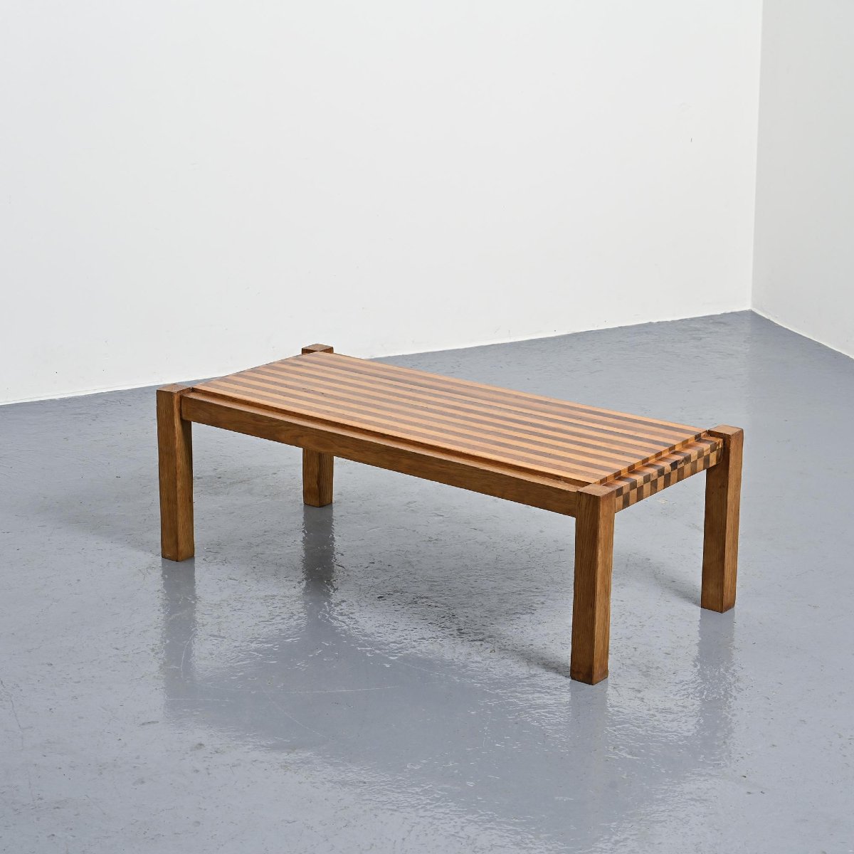 Graphic Two-tone Wooden Coffee Table, Circa 1960-photo-3