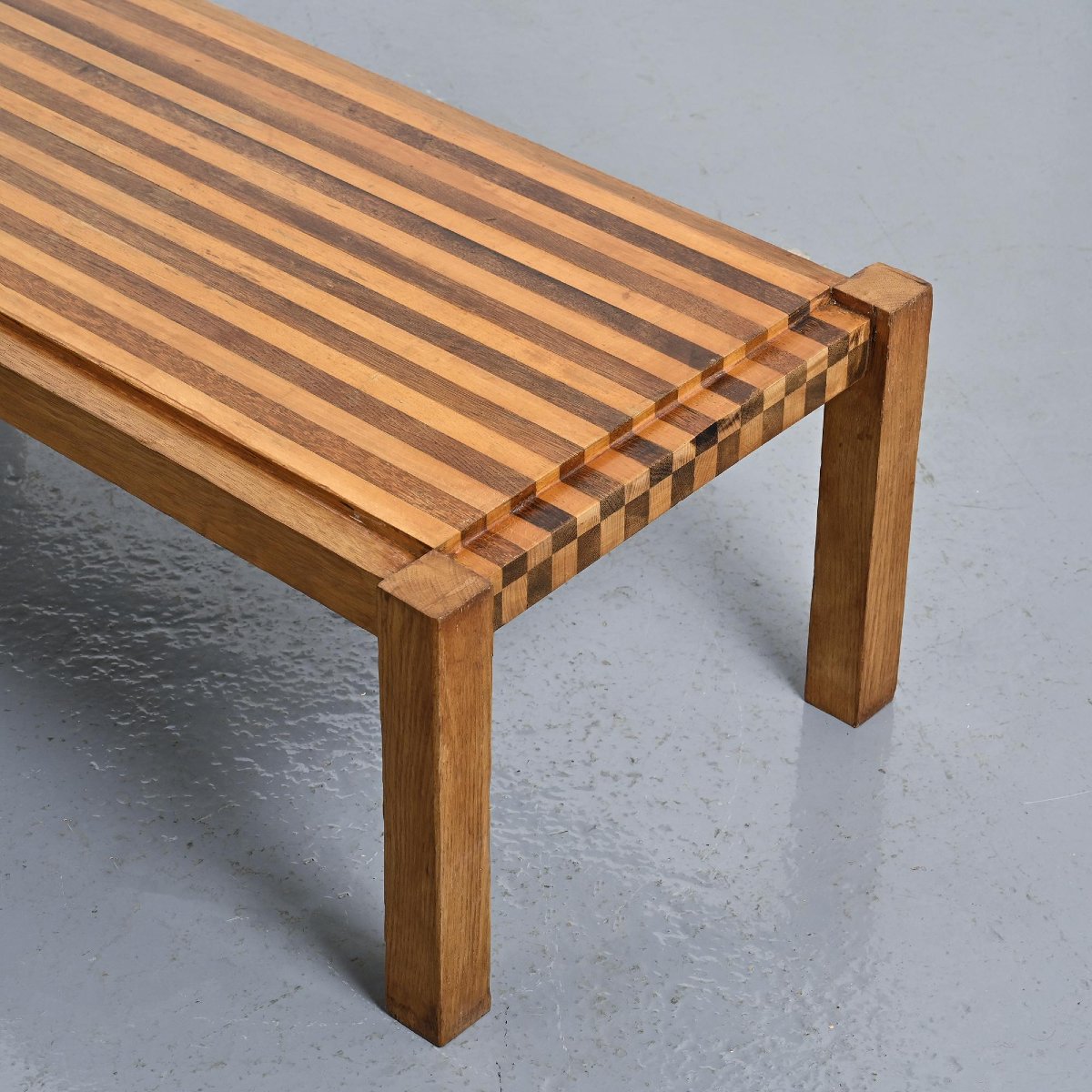 Graphic Two-tone Wooden Coffee Table, Circa 1960-photo-7