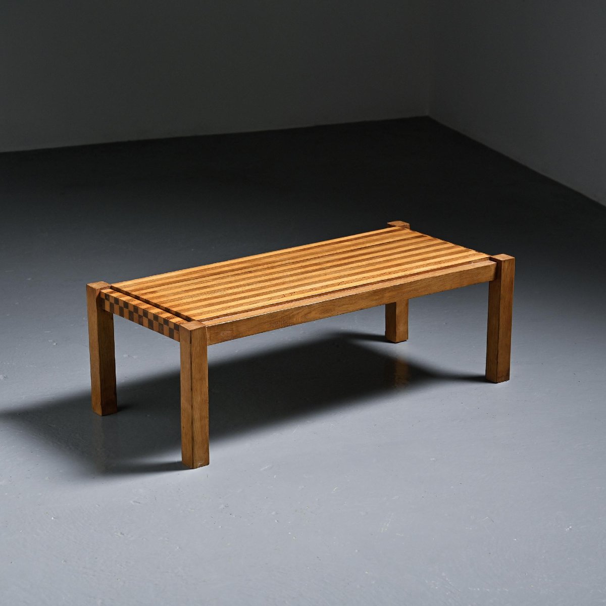 Graphic Two-tone Wooden Coffee Table, Circa 1960