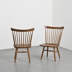 Paire De Chaises Par Riki Watanabe, Japon Vers 1985 