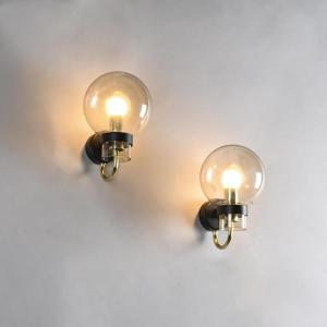 Pair Of Brass And Blown Glass Wall Sconces By Glashütte Limburg 