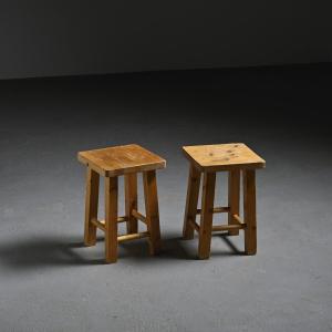 Pair Of Stools From The La Pierra Menta Residence, Les Arcs 1979 