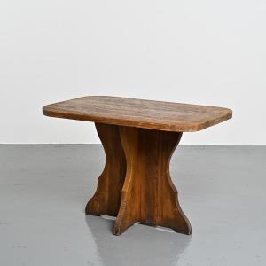 Table à manger en bois massif, Alpes françaises, vers 1970