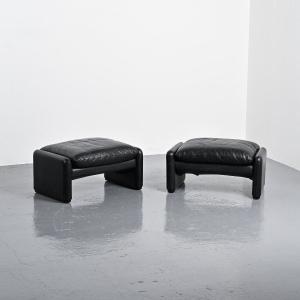 Pair Of Maralunga Ottomans, Vico Magistretti For Cassina, Italy, 1973 