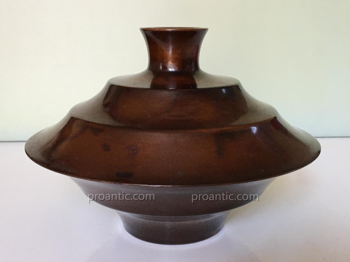 Art Japonais 1950  Vase En Bronze De Kozan -photo-2