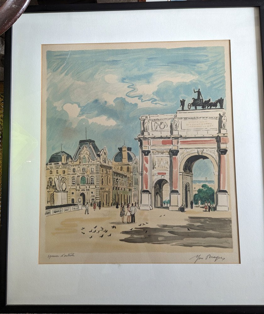 Lithographie Yves Brayer "l'Arc De Triomphe Du Carroussel - Paris"