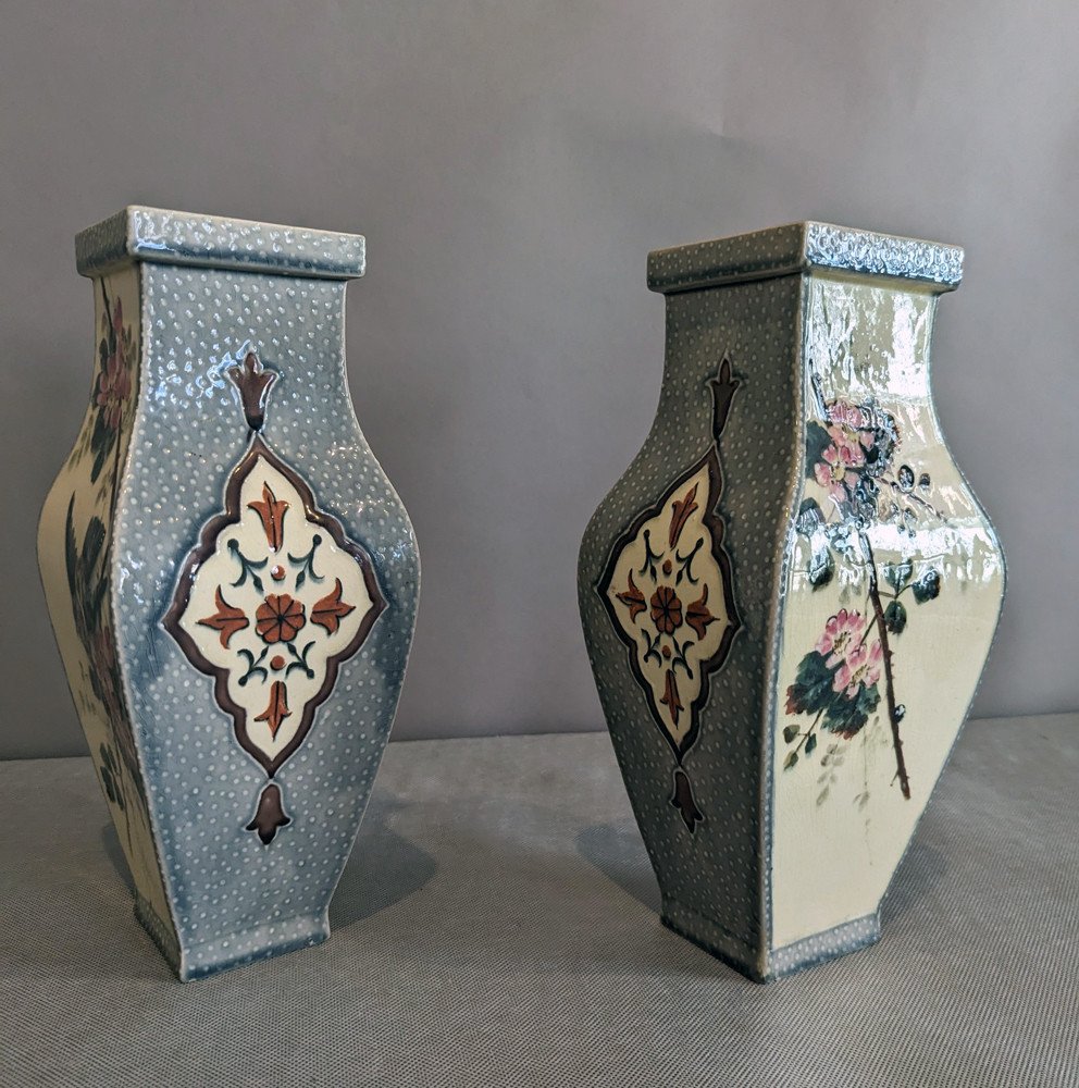 Paire De Vases En Céramique Choisy Le Roi-photo-2