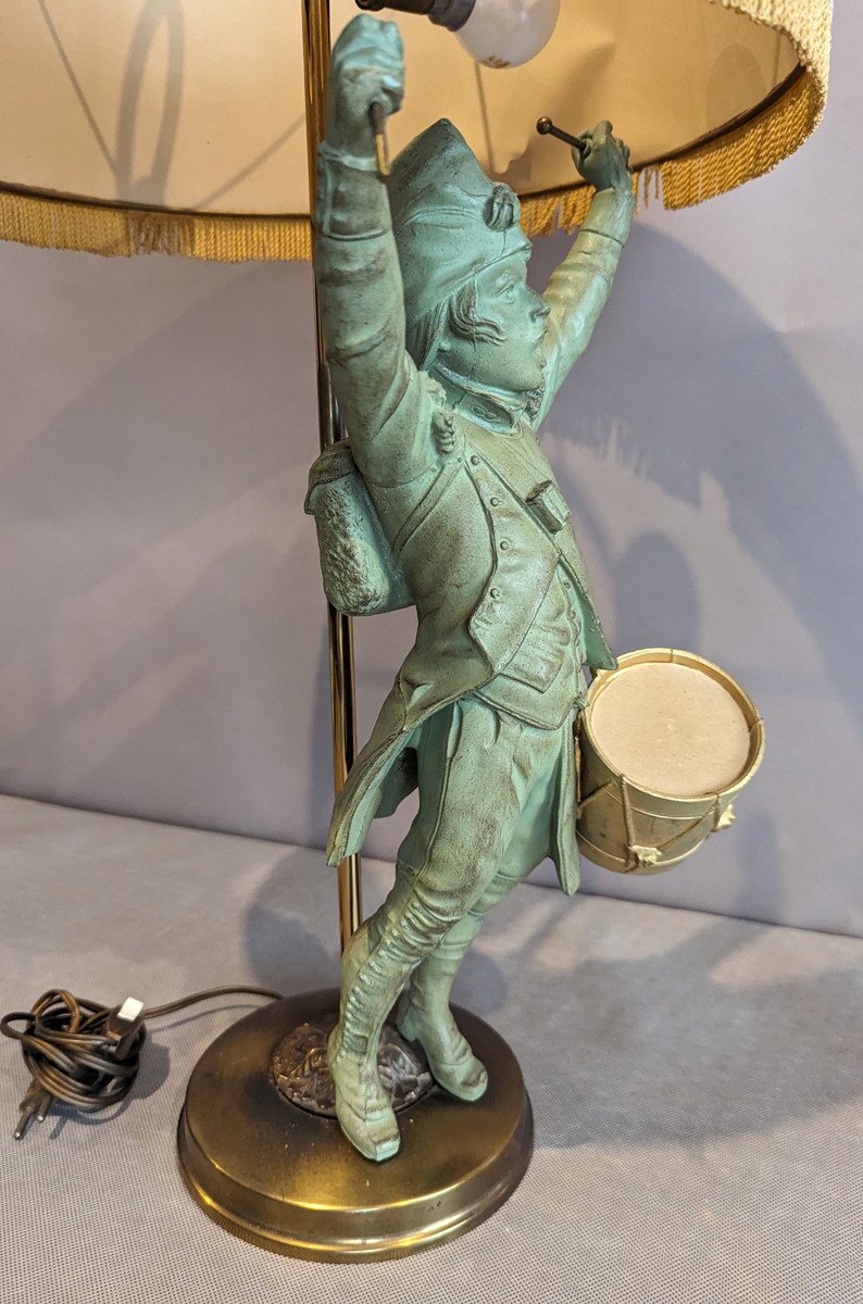 Lampe De Bureau  Sujet En Régule Patiné jeune soldat Empire"le Tambour"-photo-1