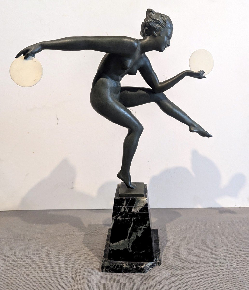 Grand Mod&egrave;le Art Deco De La Danseuse Nue Aux Cymbales (Derenne/Bouraine)
