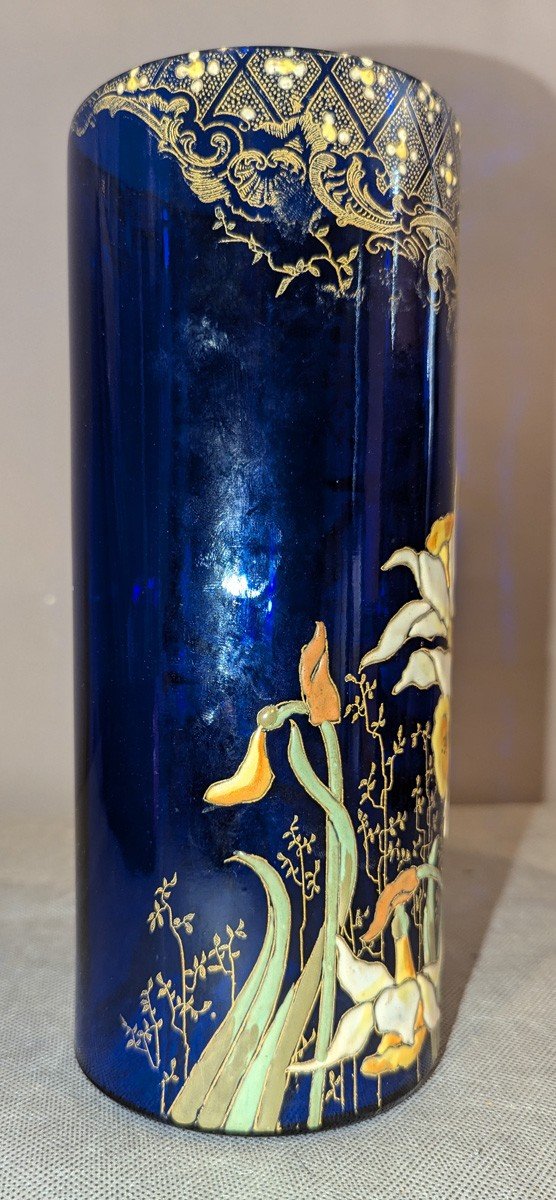 François Théodore Legras : Vase émaillé Décor De Lonquilles-photo-2