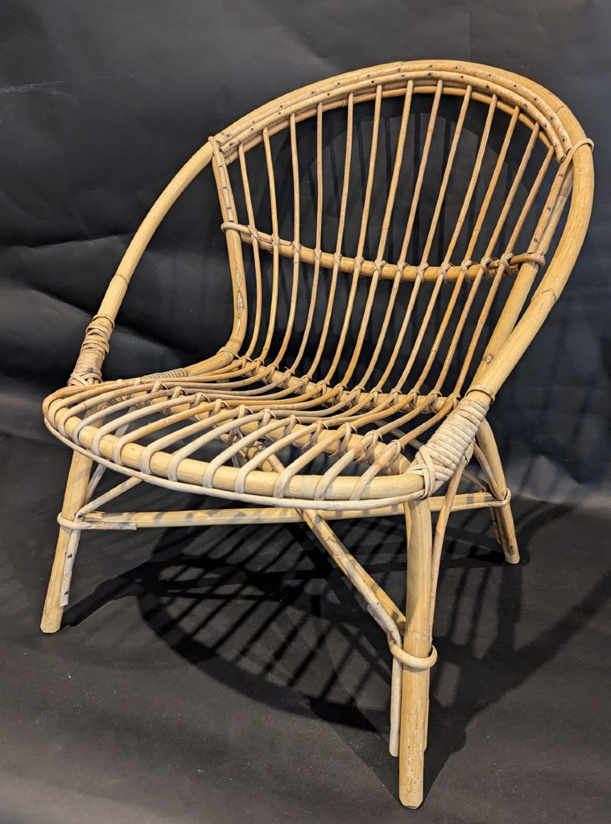 4 fauteuils rotin années 70-photo-3