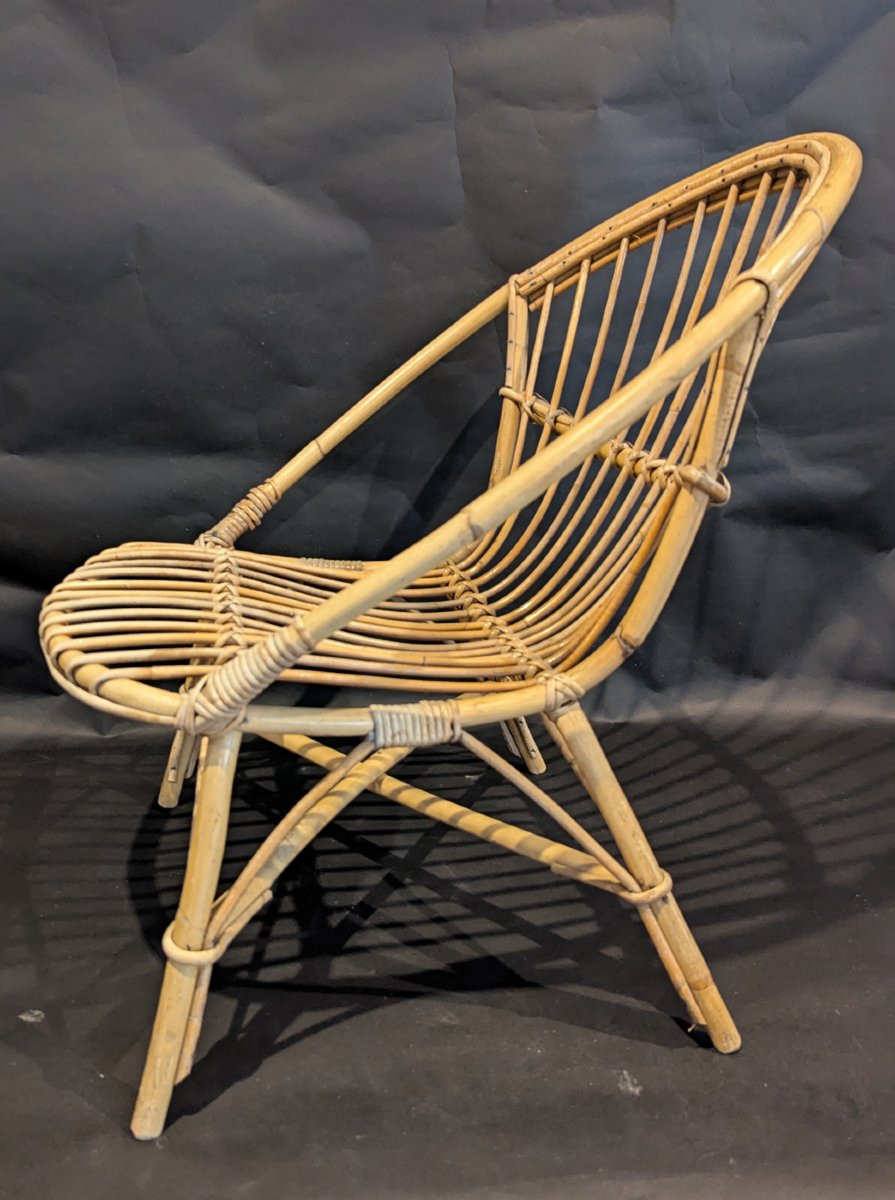 4 fauteuils rotin années 70-photo-4